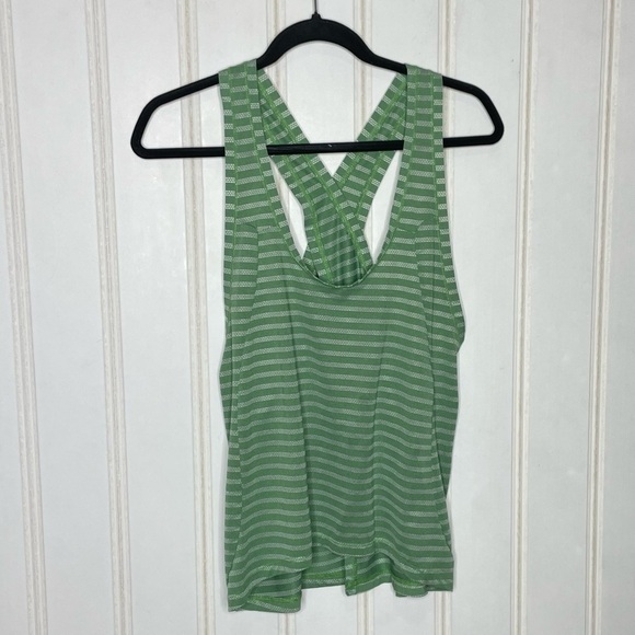 Zyia green striped Nimbus split open back tank top sz XL 406 - Picture 3 of 10
